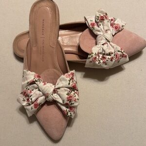 Margaux Pink Floral Bow Mules